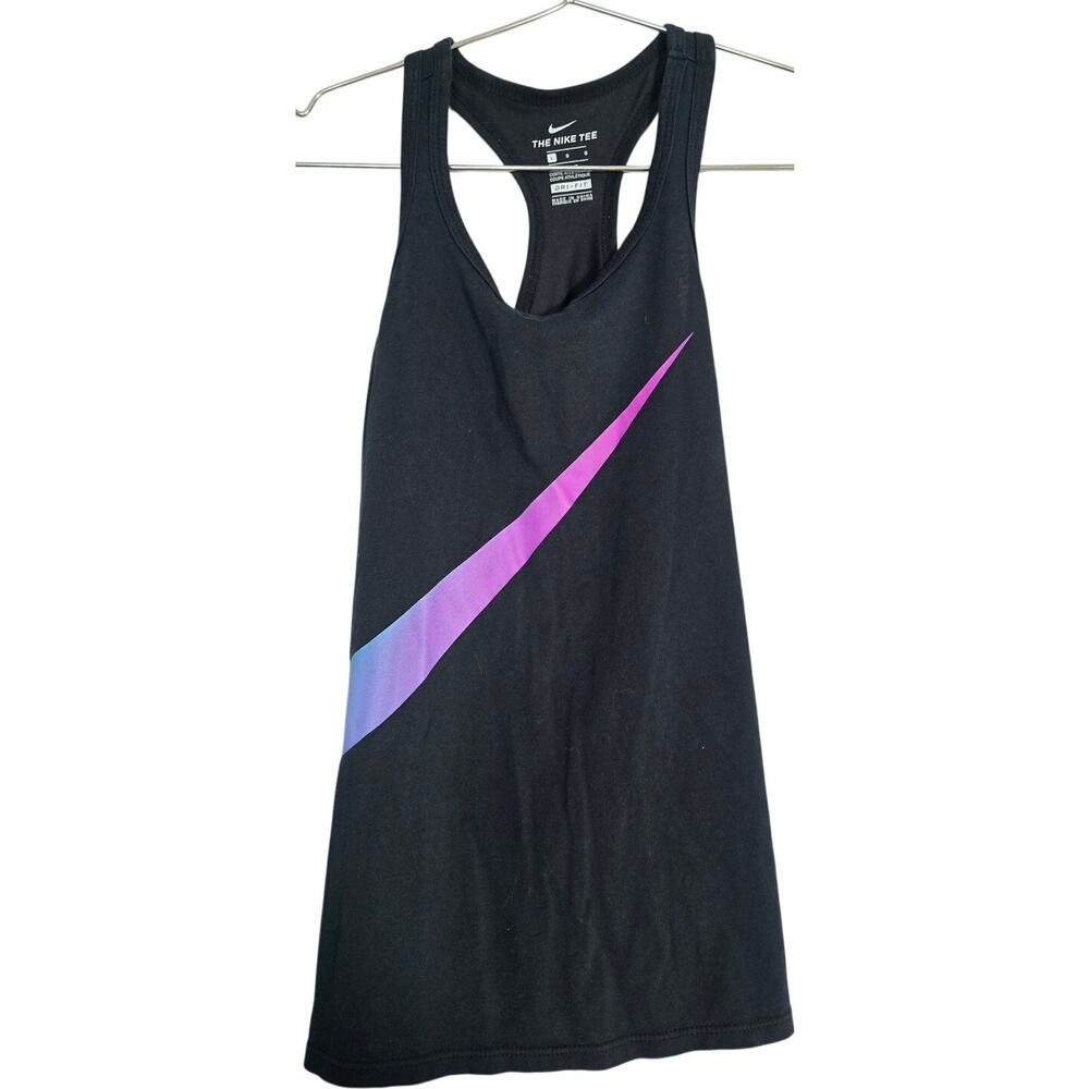 Nike Black Racerback Tank with Purple to Blue Swoosh